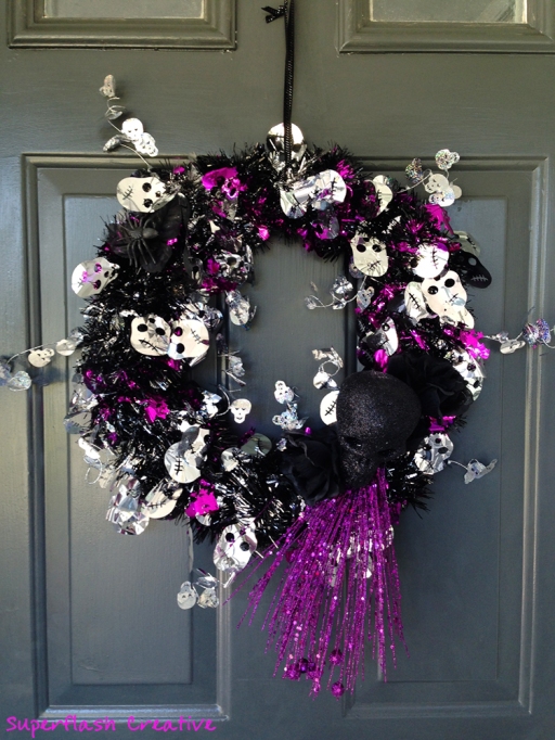 Glitzy Glam Halloween Wreath by Superflash Creative - Final Product!